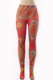 Red Sexy Print See-through Skinny High Waist Pencil Full Print Bottoms