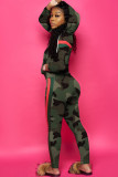 Camouflage Sexy Two Piece Suits Patchwork Camouflage pencil Long Sleeve Two-piece Pants Set