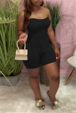 Red Sexy Casual Solid Backless Slit Strapless Sleeveless Two Pieces