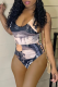 Black Sexy Print Sexy Patchwork Swimwears