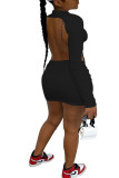 White Fashion Sexy adult Ma'am Cap Sleeve Long Sleeves half high collar Pencil Dress Knee-Length Solid backless Dresses