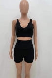 Rose Red Sexy Solid Patchwork V Neck Sleeveless Two Pieces