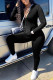 Black Fashion Casual adult Ma'am Solid Two Piece Suits pencil Long Sleeve Two Pieces