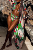 Black Fashion Sexy Print Basic Swimwears Set