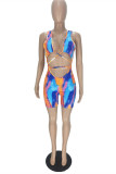 Multicolor Fashion Sexy Print Hollowed Out V Neck Skinny Romper