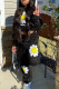 Black Casual Print Hooded Collar Long Sleeve Two Pieces