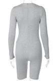 Grey Sportswear Solid O Neck Regular Rompers