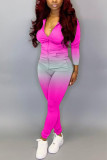 Black Fashion Casual adult Ma'am Gradient Two Piece Suits pencil Long Sleeve Two Pieces