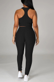Red Sportswear Solid Patchwork O Neck Sleeveless Two Pieces
