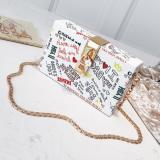 White Fashion Casual Letter Print Crossbody Bag
