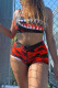 Red Fashion Casual Print Basic U Neck Sleeveless Two Pieces