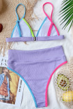 Multicolor Fashion Sexy Patchwork Backless Swimwears