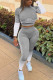 White Sportswear Striped Patchwork O Neck Long Sleeve Two Pieces
