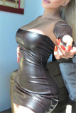 Red Fashion Sexy Solid Backless Strapless Long Sleeve Dresses
