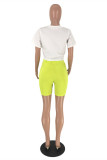 White Green Fashion Casual Letter Print Basic O Neck Short Sleeve Two Pieces