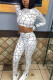 White Sexy Casual Print Basic Hooded Collar Long Sleeve Two Pieces