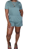 Green Fashion Casual Solid Short Sleeve O Neck Jumpsuits
