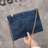 Deep Blue Fashion Casual Splicing Zipper Design Crossbody Bag