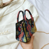 Red Fashion Casual Snake Print Single Shoulder Handbag