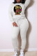 Grey Sexy Print Patchwork O Neck Long Sleeve Two Pieces