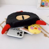 Black Fashion Casual Patchwork Cartoon Chain Strap Crossbody Bag