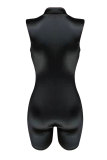 Black Polyester Sleeveless Solid Regular shorts