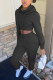 Black Fashion Casual Solid Basic Turtleneck Long Sleeve Two Pieces