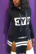 Black Sexy Print Letter Hooded Collar Pencil Skirt Dresses