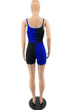 Grey Casual Sportswear Patchwork Basic U Neck Sleeveless Two Pieces