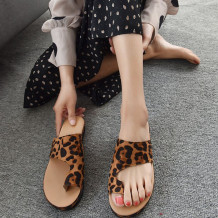 Leopard Print Daily Round Leather Shoes