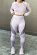 Pink Sportswear Geometric Print O Neck Long Sleeve Two Pieces