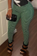 Green Casual Plaid Patchwork Skinny Mid Waist Pencil Patchwork Bottoms