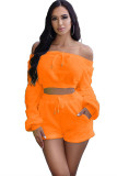 Orange Sexy Solid Two Piece Suits Patchwork Straight Long Sleeve