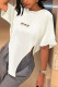 White Casual Letter Printing O Neck Tops