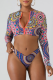 Blue Sexy Print Split Joint Swimwears