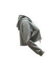 Grey Sportswear Solid O Neck Tops