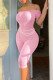 Pink Sexy Casual Solid Backless Off the Shoulder Skinny Romper (Without Waist Chain)