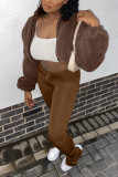 Brown Fashion Casual Solid Cardigan Outerwear