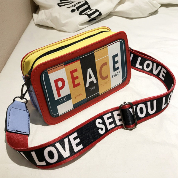 Red Fashion Casual Patchwork Letter Print Red Crossbody Bag