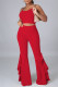 Red Sexy Casual Solid Backless Spaghetti Strap Sleeveless Two Pieces
