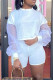 White Fashion Casual Solid Patchwork O Neck Long Sleeve Two Pieces