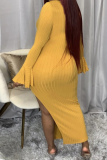 Blue Sexy Solid Split Joint O Neck Irregular Dress Dresses