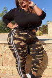 Camouflage Fashion Casual Camouflage Print Basic Plus Size Trousers