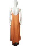 Orange Sexy Casual Solid Backless Spaghetti Strap Sleeveless Dress