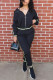 Black Casual Plaid Solid O Neck Long Sleeve Two Pieces