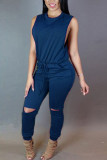 Fruit green Fashion Sexy Solid Sleeveless O Neck Jumpsuits