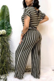 Grey Polyester Sexy Striped Print Stripe Plus Size