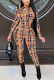 Yellow Sexy Print O Neck Regular Jumpsuits