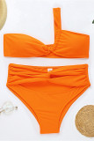 Rose Red Fashion Sexy Solid Hollowed Out Backless Swimwears