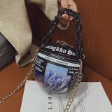 White Fashion Casual Patchwork Basketball Crossbody Bag